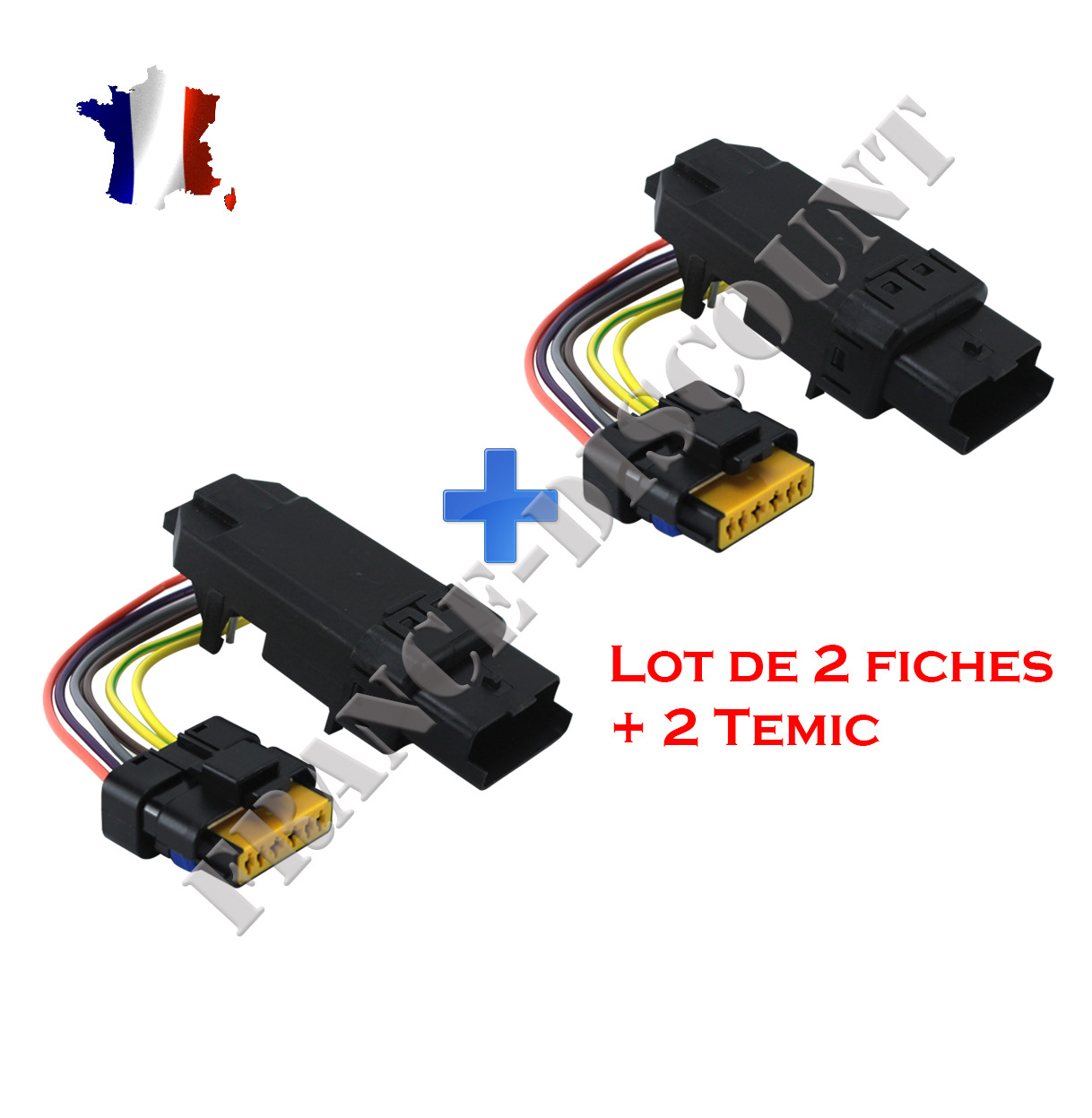 Lot 2 Kits Réparation Connectique Fiche Électrique AVEC Prise Faisceau ET  Câblage Pour Module Temic (non inclus) compatible pour CLIO 3 ESPACE 4