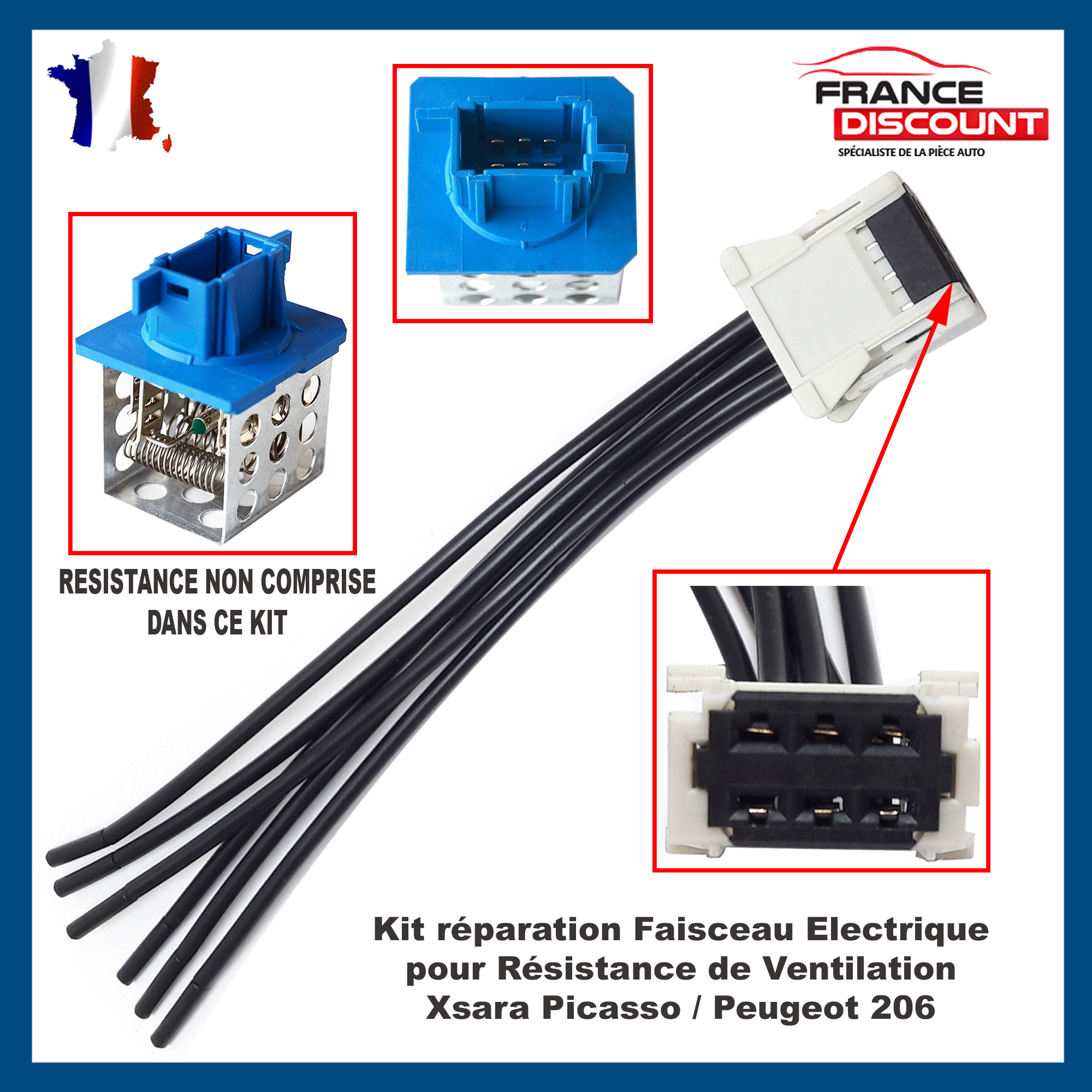 Kit Réparation Faisceau Electrique Résistance De Chauffage prévu pour 206  SW CC